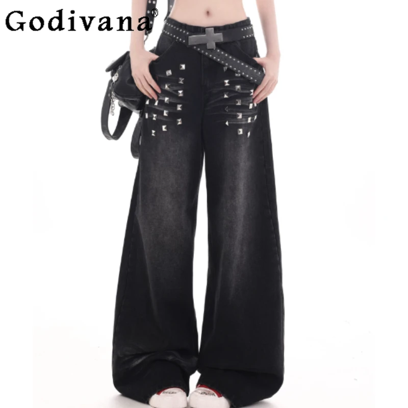 Spring Autumn Elegant American Retro Rivet Wide Leg Jeans Men and Women Old Loose Solid Color Versatile Fashion Straight Pants
Spring Autumn Elegant American Retro Rivet Wide Leg Jeans Men and Women Old Loose Solid Color Versatile Fashion Straight Pants