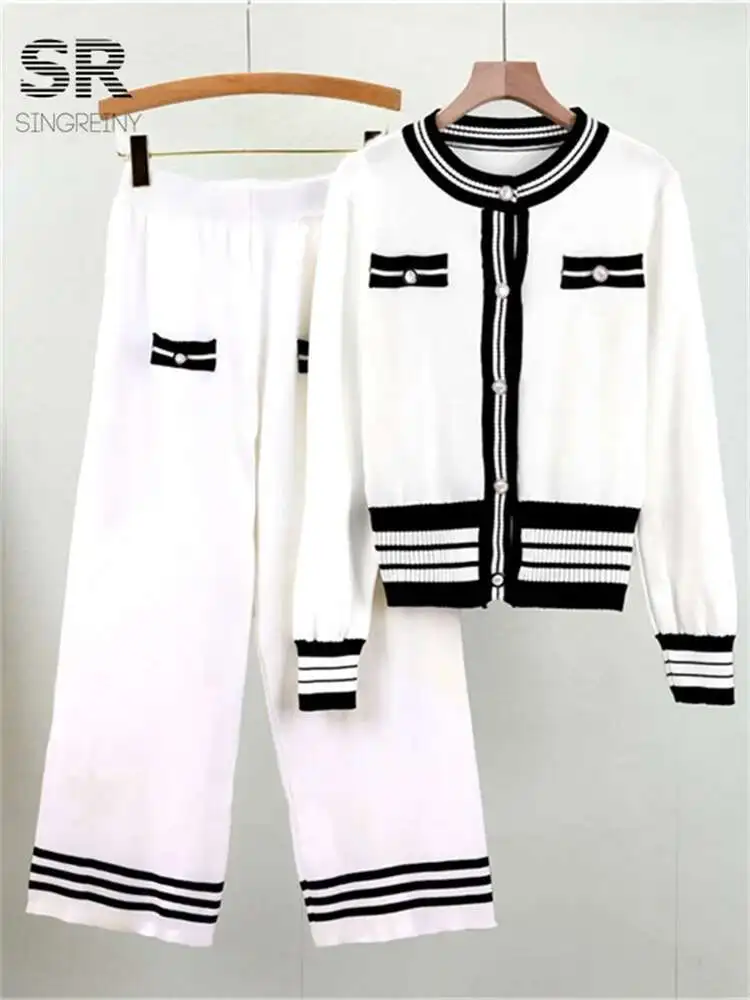 BabYoung Fashion Knitted Two Pieces Suits Women Single Breasted Stripe Design Cardigan+Casual Long Pants Streetwear 2Pcs Sets
BabYoung Fashion Knitted Two Pieces Suits Women Single Breasted Stripe Design Cardigan+Casual Long Pants Streetwear 2Pcs Sets