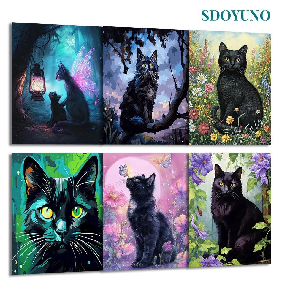 SDOYUNO Painting By Numbers Draw For Adults black cat Picture Drawing On Canvas Frame Color Markers hobby Oil Art Animals Crafts
SDOYUNO Painting By Numbers Draw For Adults black cat Picture Drawing On Canvas Frame Color Markers hobby Oil Art Animals Crafts
