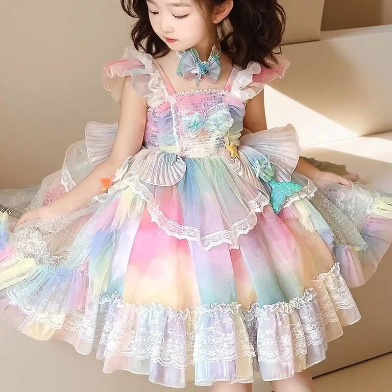 Summer Backless Lolita Ball Gown Dress Girls Kids Princess Layered Dress Birthday Party Childrens Gauze Clothing Lace Sundress
Summer Backless Lolita Ball Gown Dress Girls Kids Princess Layered Dress Birthday Party Childrens Gauze Clothing Lace Sundress