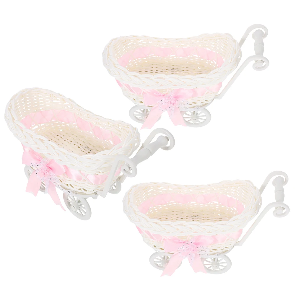 3 Pcs Pink Baby Stroller Decorative Baskets Hand-woven Rattan Style Candy Storage Tray For Wedding Party Favors Gifts
3 Pcs Pink Baby Stroller Decorative Baskets Hand-woven Rattan Style Candy Storage Tray For Wedding Party Favors Gifts