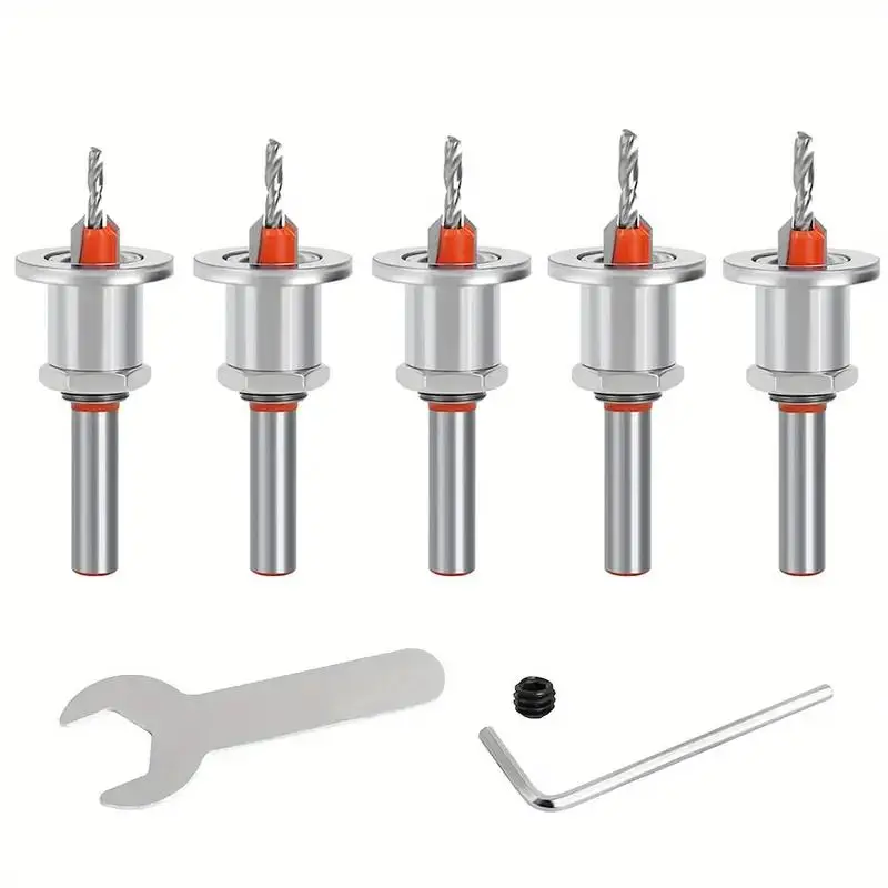 5Pcs Carbide-Tipped 90° Adjustable Countersink Drill Bits w/Depth Stop for Woodworking & Carpentry
5Pcs Carbide-Tipped 90° Adjustable Countersink Drill Bits w/Depth Stop for Woodworking & Carpentry