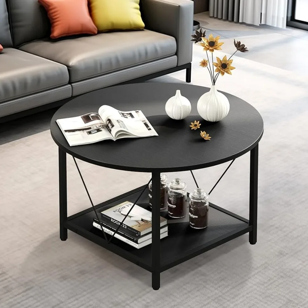 Round Coffee Table for Living Room,Rustic Circle with Storage Shelf,Modern Farmhouse Cocktail ,Black Coffee Tables
Round Coffee Table for Living Room,Rustic Circle with Storage Shelf,Modern Farmhouse Cocktail ,Black Coffee Tables