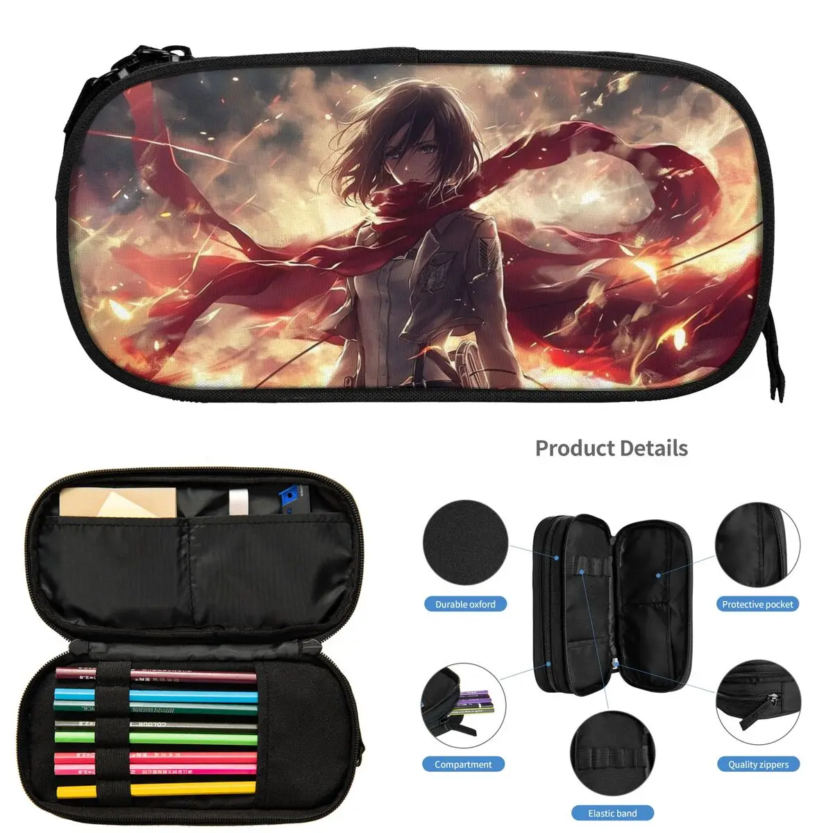 Attack On Titan Mikasa Ackerman Anime Pencil Cases for Students Gifts Pen Box Pencil Bag Large Capacity Pencil Pouch
Attack On Titan Mikasa Ackerman Anime Pencil Cases for Students Gifts Pen Box Pencil Bag Large Capacity Pencil Pouch