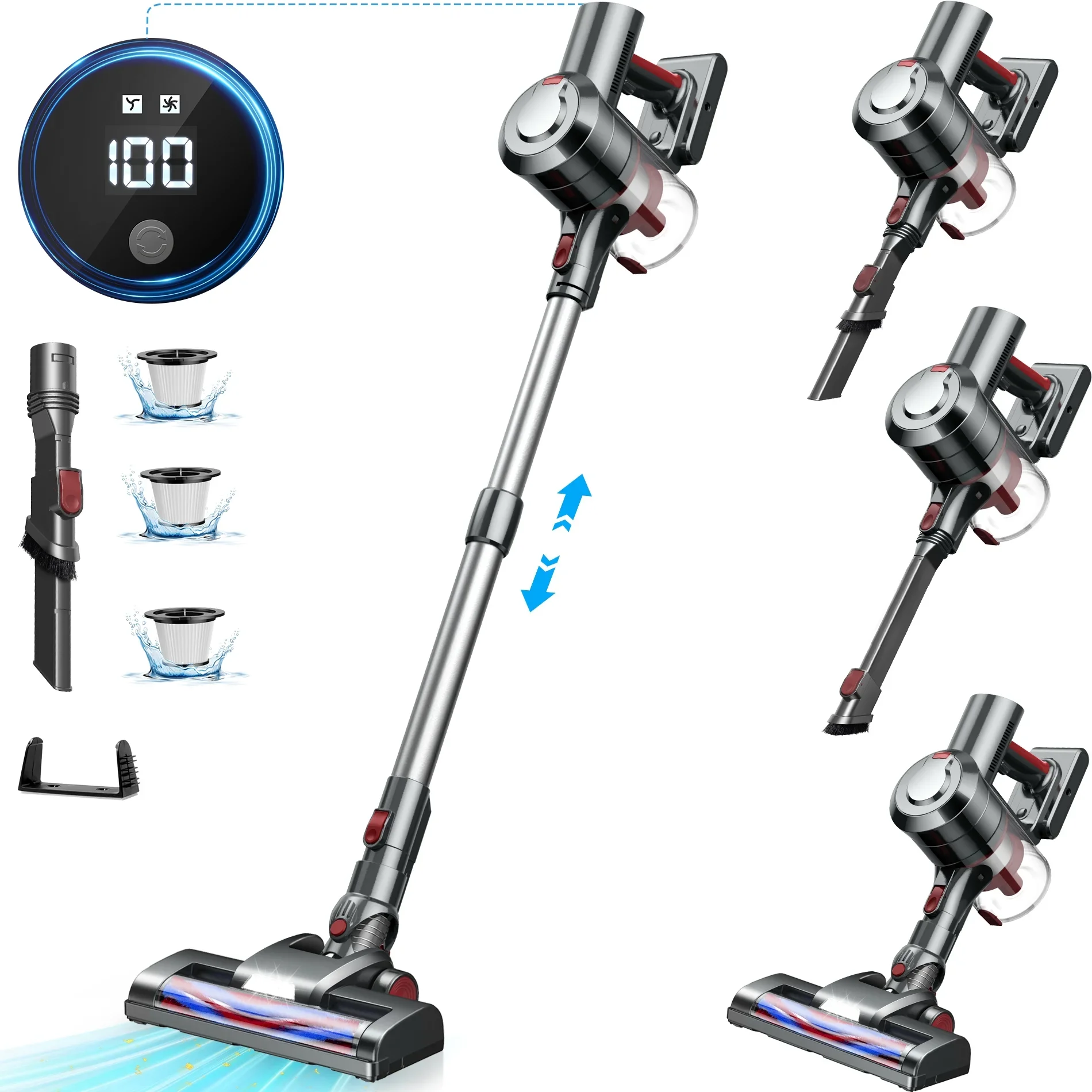 ORGPEK Cordless Vacuum Cleaner, 38000PA/450W 50min 2500mah for Home Pet Hair Carpet Wood Floor
ORGPEK Cordless Vacuum Cleaner, 38000PA/450W 50min 2500mah for Home Pet Hair Carpet Wood Floor