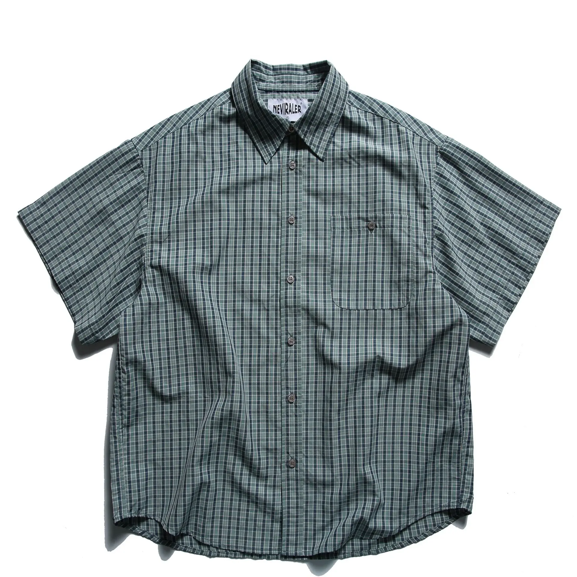 Summer Japanese Silhouette Checkered Workwear Short Sleeved Shirt Men's and Women's Loose Five Quarter Sleeve Casual Shirt Trend
Summer Japanese Silhouette Checkered Workwear Short Sleeved Shirt Men's and Women's Loose Five Quarter Sleeve Casual Shirt Trend