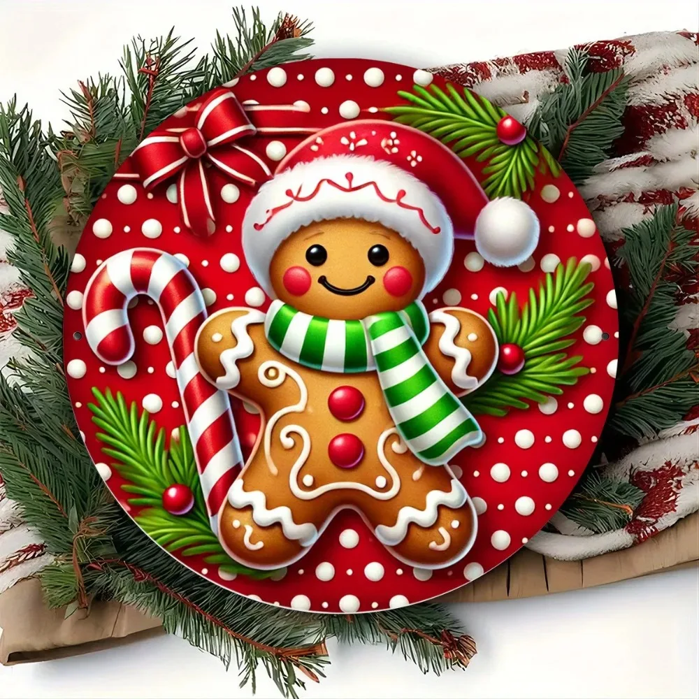 GingerCandyVintz "Gingerbread Man & Candy Cane" Round Aluminum Plaque | 7.8"x7.8" | Laser-Cut with "Festive Swagger
GingerCandyVintz "Gingerbread Man & Candy Cane" Round Aluminum Plaque | 7.8"x7.8" | Laser-Cut with "Festive Swagger