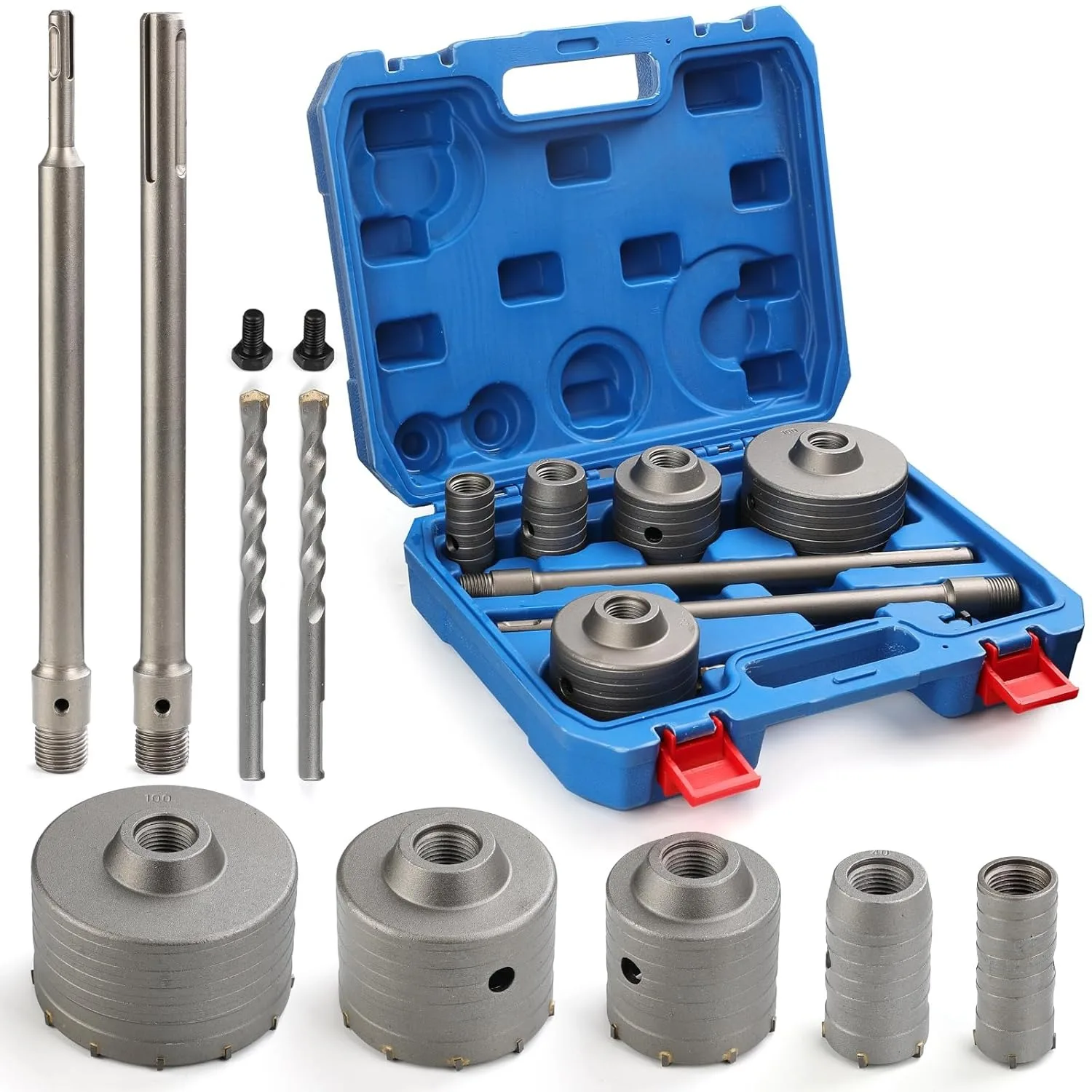 9 шт. Кольцевая пила для бетона, комплект кольцевых пил для кладки (30 мм, 40 мм, 65 мм, 80 мм, 100 мм) с максимальным хвостовиком и кирпичом для бетона SDS Plus, алмазный карбид
9 шт. Кольцевая пила для бетона, комплект кольцевых пил для кладки (30 мм, 40 мм, 65 мм, 80 мм, 100 мм) с максимальным хвостовиком и кирпичом для бетона SDS Plus, алмазный карбид