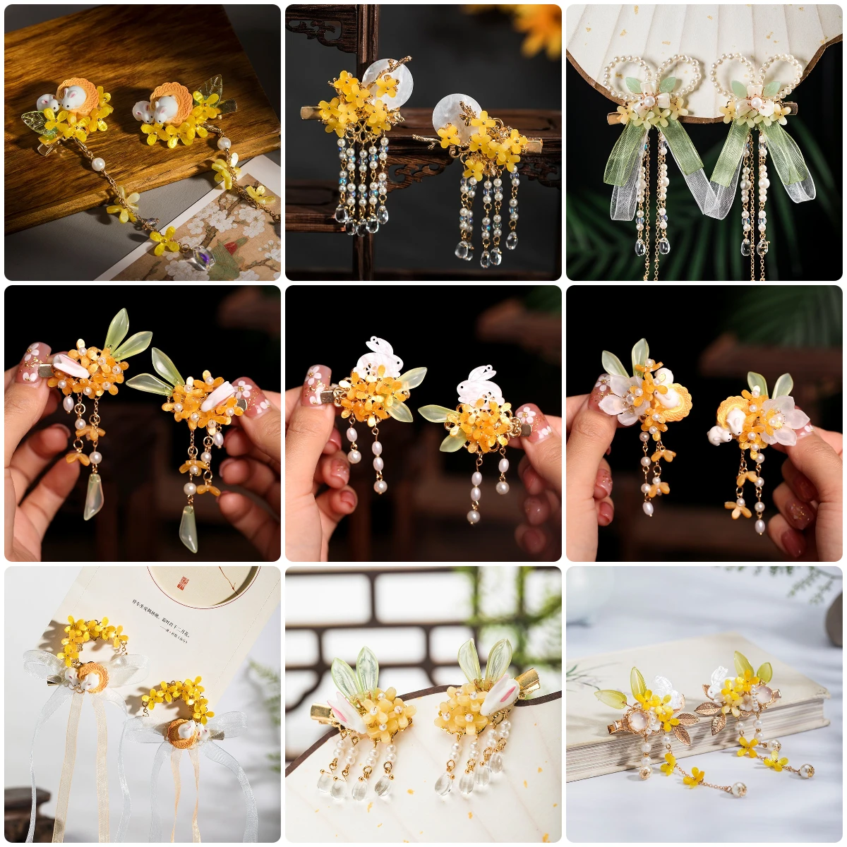 Yellow Flower Hairpins New Chinese Style Hairclips Pendant Fringe Jewelry Cute Rabbit Pearl Headpiece for Women Girls Gifts
Yellow Flower Hairpins New Chinese Style Hairclips Pendant Fringe Jewelry Cute Rabbit Pearl Headpiece for Women Girls Gifts