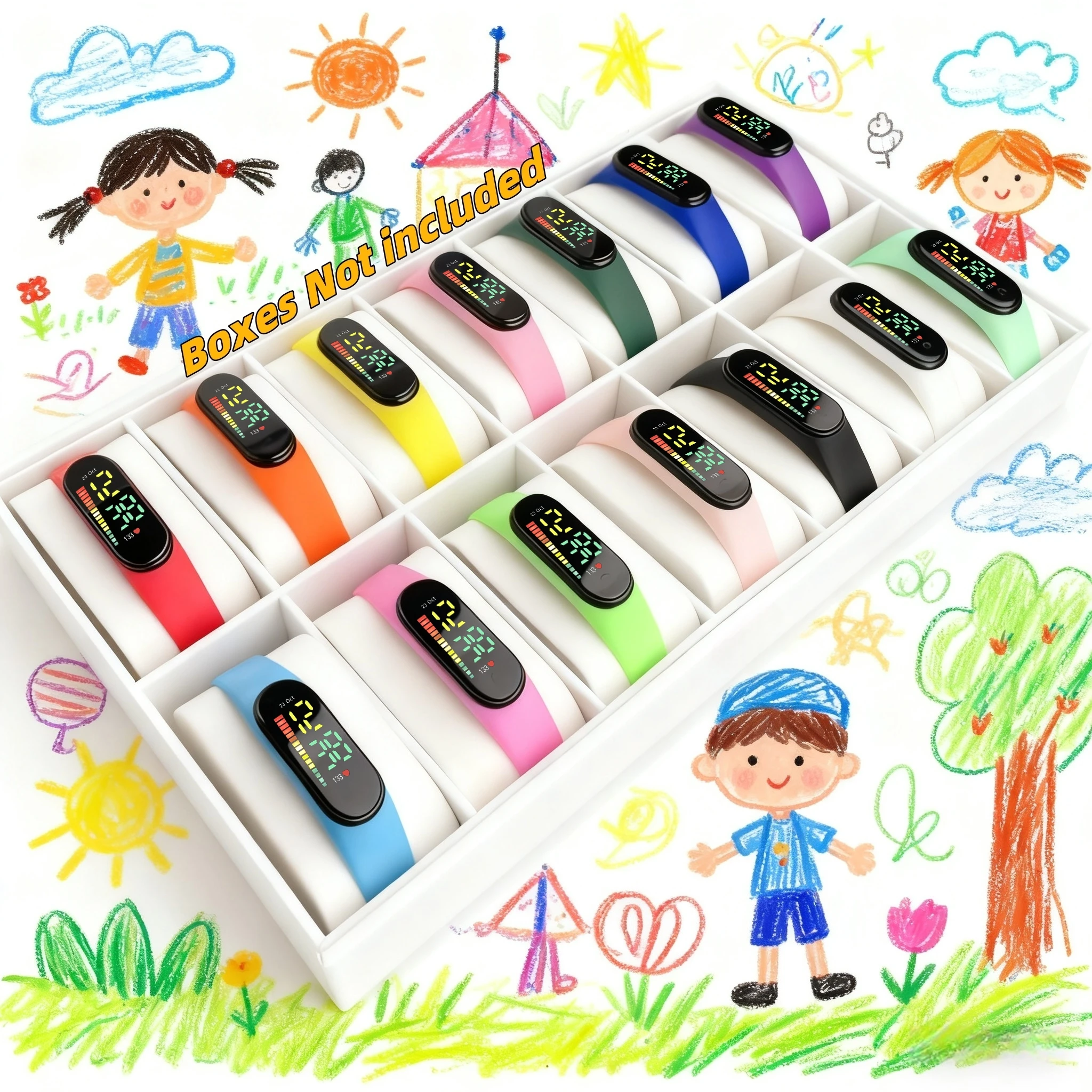 14-Piece Minimalist Digital Energy Bar Series Watch and Bracelet Set - Vibrant Digital Bracelet, Durable PVC Strap
14-Piece Minimalist Digital Energy Bar Series Watch and Bracelet Set - Vibrant Digital Bracelet, Durable PVC Strap