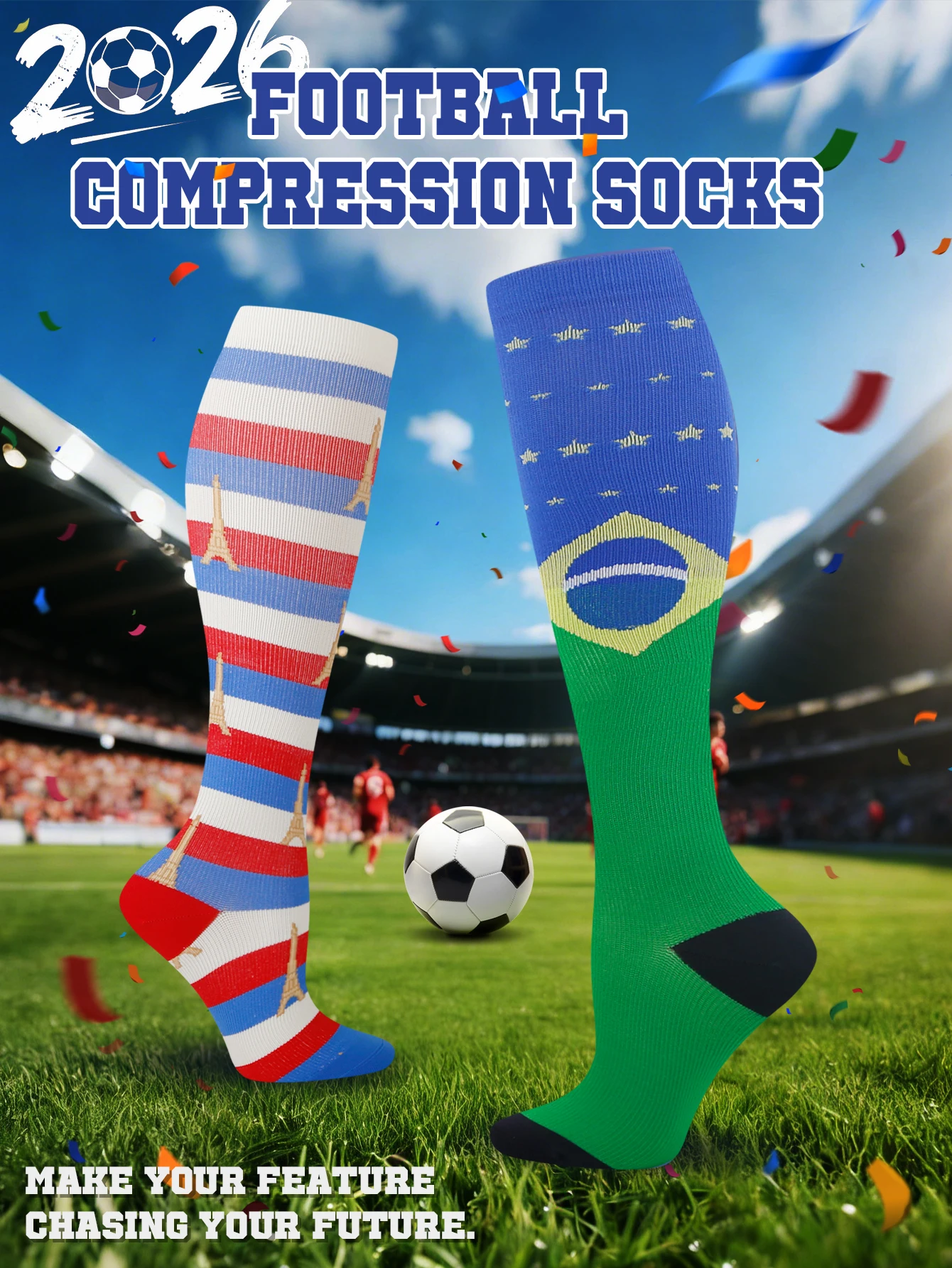 1 Pair 2026 Soccer Compression Socks Country Flag Themed Sports Socks for Men Women
1 Pair 2026 Soccer Compression Socks Country Flag Themed Sports Socks for Men Women