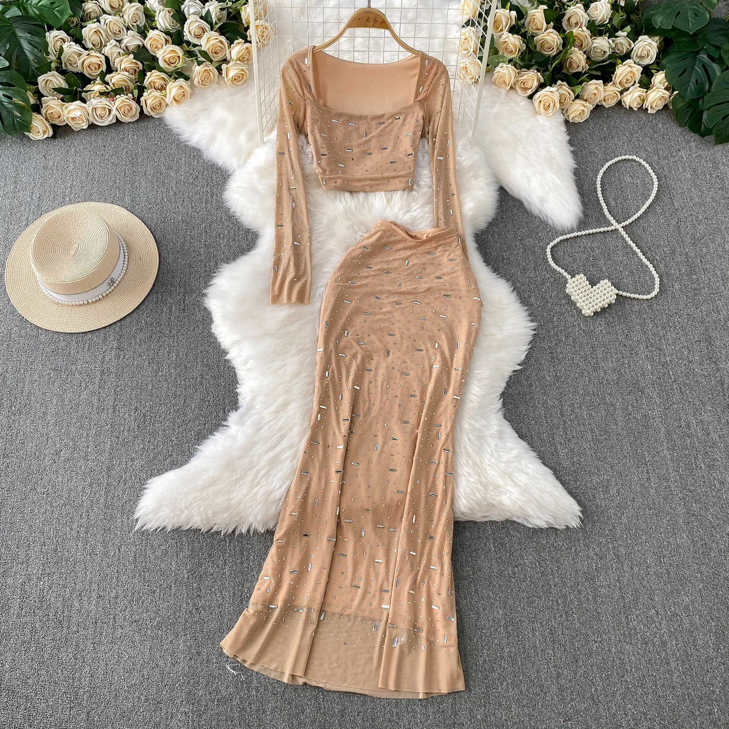 Sexy Elegant glitter mesh Slim Slip Dress Casual Beach Party Vintage Women Summer Fashion Clothing Two Piece Set
Sexy Elegant glitter mesh Slim Slip Dress Casual Beach Party Vintage Women Summer Fashion Clothing Two Piece Set