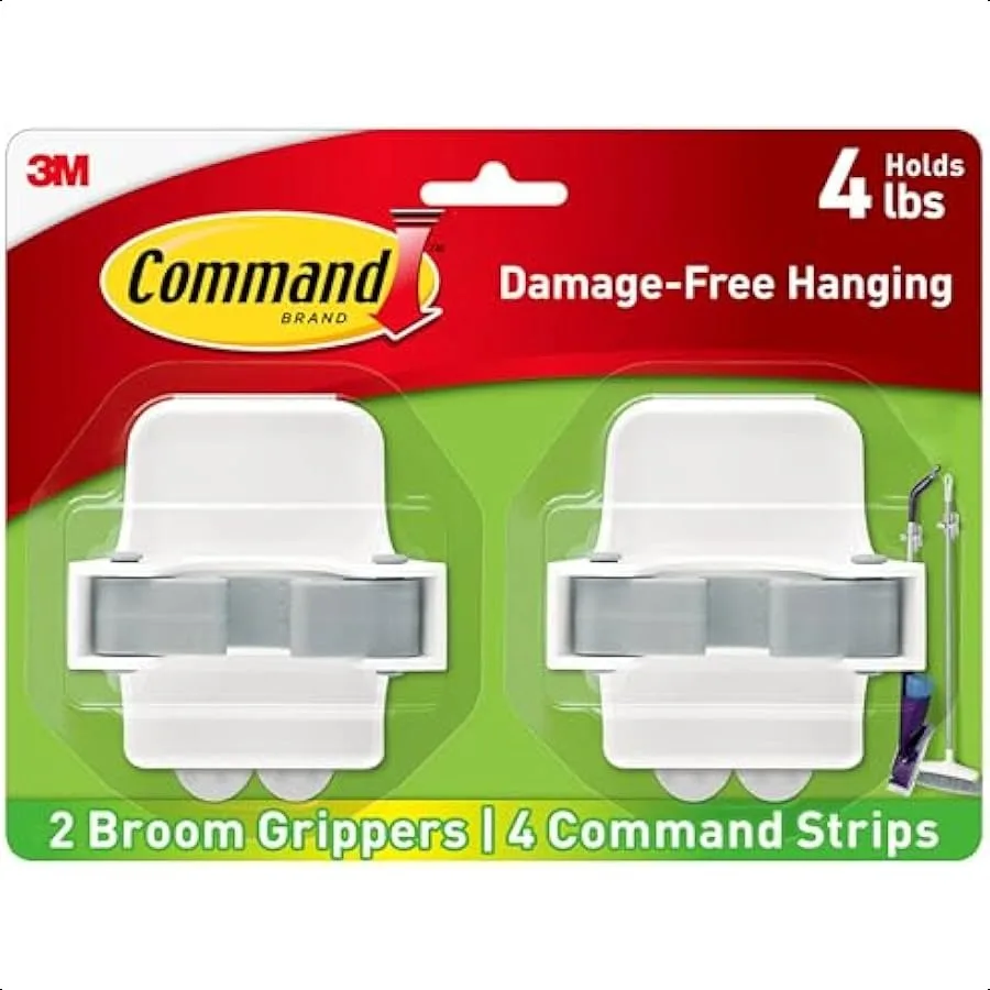 Broom and Mop Grippers 2 Hangers and 4 Strips Damage Free Hanging Wall Mount Broom and Mop Holder Household Cleaning Organizer
Broom and Mop Grippers 2 Hangers and 4 Strips Damage Free Hanging Wall Mount Broom and Mop Holder Household Cleaning Organizer