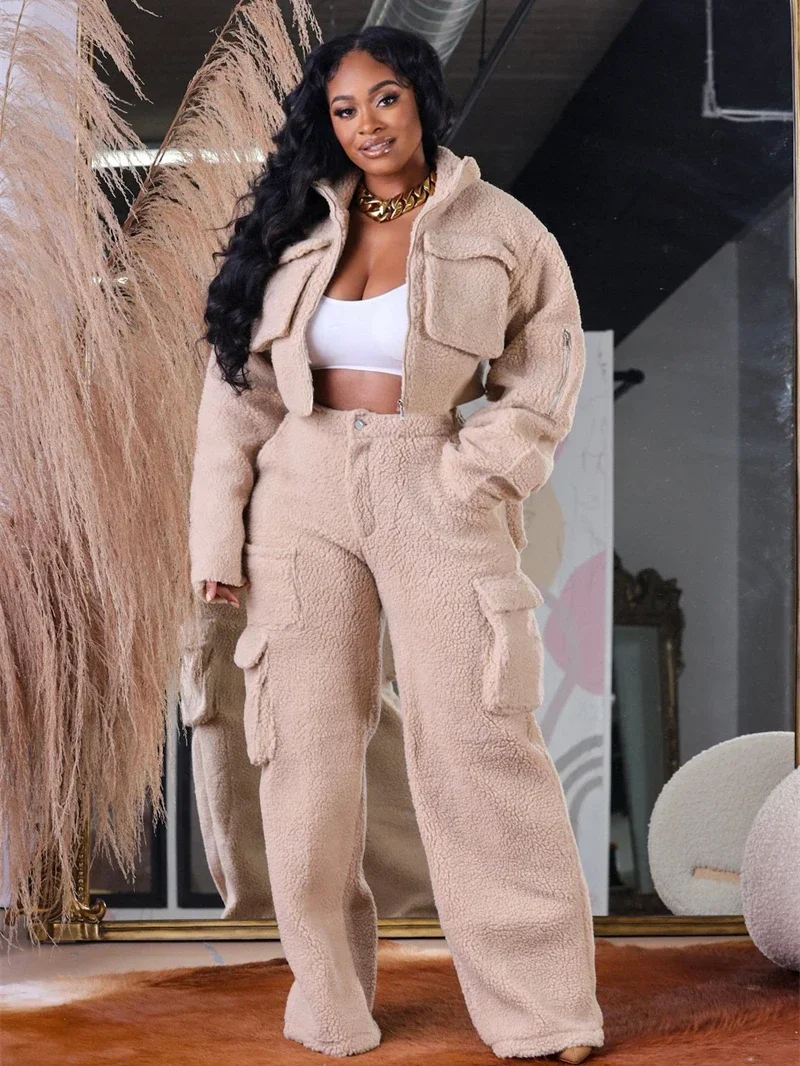 Streetwear Fleece 2 Piece Sets Women Outfit Winter Warm Clothes Jacket Top Pockets Cargo Pant Sets Tracksuit Women Two Piece Set
Streetwear Fleece 2 Piece Sets Women Outfit Winter Warm Clothes Jacket Top Pockets Cargo Pant Sets Tracksuit Women Two Piece Set