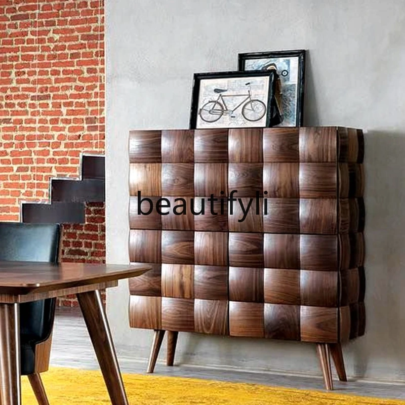 Nordic black walnut dining side cabinet, medieval retro wind side cabinet storage cabinet, light luxury, customized
Nordic black walnut dining side cabinet, medieval retro wind side cabinet storage cabinet, light luxury, customized