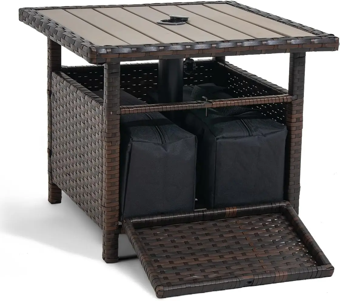 Umbrella Stand with 2 Weight Bags, Patio 22 in Wicker Side Table with Umbrella Hole, All Weather Small Rattan Umbrella Base for
Umbrella Stand with 2 Weight Bags, Patio 22 in Wicker Side Table with Umbrella Hole, All Weather Small Rattan Umbrella Base for