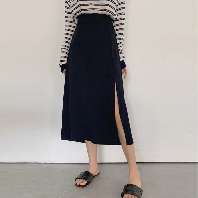 Simple Skirts Women Black High-waist Side-split Midi Skirt Summer Fashion Stretchy Body-con A-line Elegant All-match New Faldas
Simple Skirts Women Black High-waist Side-split Midi Skirt Summer Fashion Stretchy Body-con A-line Elegant All-match New Faldas
