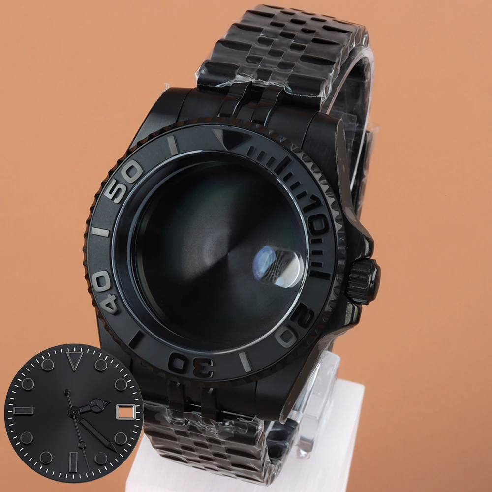 Black PVD 40mm NH35 Watch Case Jubilee/Oyster/Rubber Strap Fit YACHT-MASTER NH35 NH34 NH36 NH38 Movement 28.5mm Dial and Hands 
Black PVD 40mm NH35 Watch Case Jubilee/Oyster/Rubber Strap Fit YACHT-MASTER NH35 NH34 NH36 NH38 Movement 28.5mm Dial and Hands