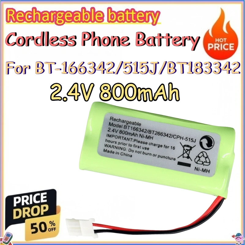 2.4V 800mAh Cordless Phone Battery for BT-166342/515J/BT183342 Cordless Phone Battery Replace Lithium Batteries
2.4V 800mAh Cordless Phone Battery for BT-166342/515J/BT183342 Cordless Phone Battery Replace Lithium Batteries
