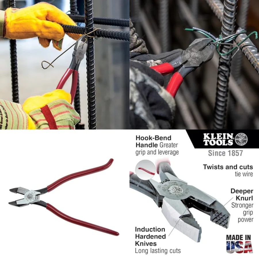 Linesman Pliers, Side Cutters with Spring Loaded Action, Ironworker Pliers have Aggressive Knurl and Tempered Handles
Linesman Pliers, Side Cutters with Spring Loaded Action, Ironworker Pliers have Aggressive Knurl and Tempered Handles