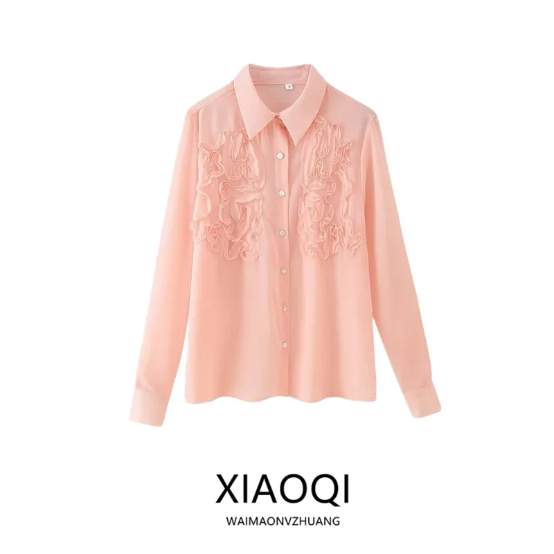 Spring 2025 Women's Fashion Long Sleeve Collared Shirt Versatile Front Embellished Design New Arrival Versatile All-Match Shirt
Spring 2025 Women's Fashion Long Sleeve Collared Shirt Versatile Front Embellished Design New Arrival Versatile All-Match Shirt