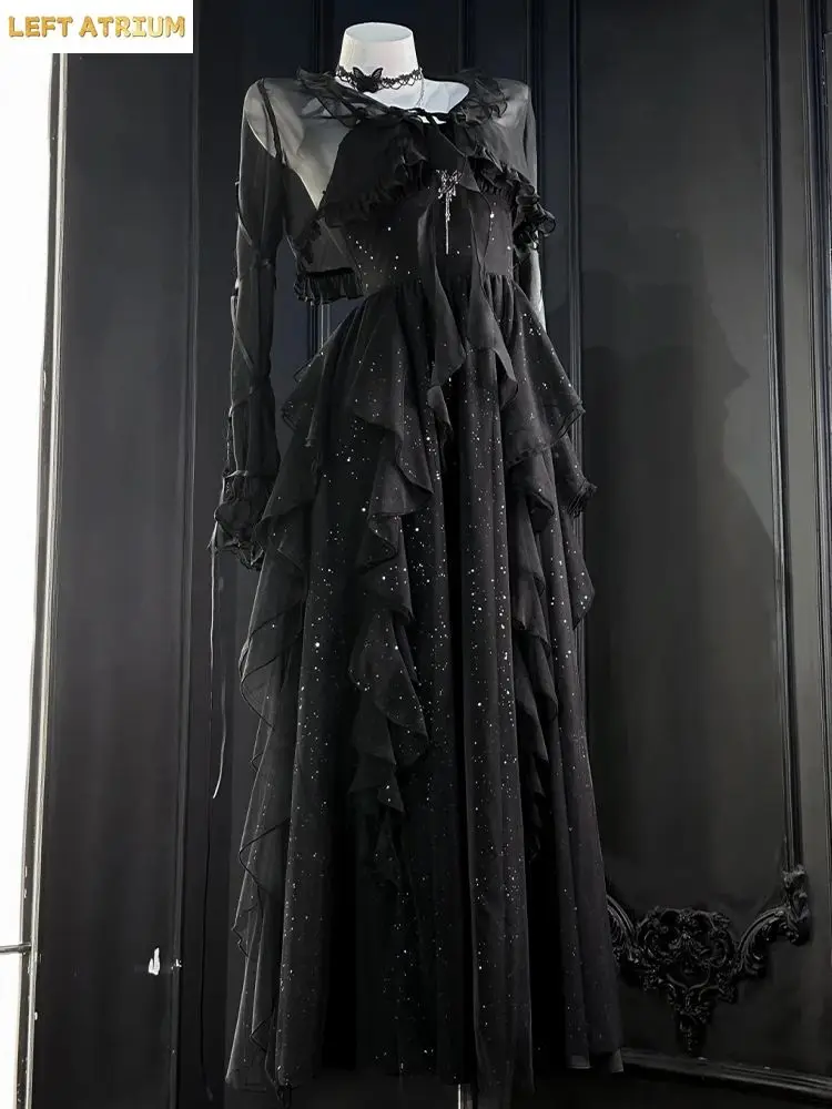 New Summer Vintage Elegant Party Outfits Dark Academia Gothic Black 2 Piece Set Women Design Sense Fluffy Dress + Fit Chic Tops
New Summer Vintage Elegant Party Outfits Dark Academia Gothic Black 2 Piece Set Women Design Sense Fluffy Dress + Fit Chic Tops