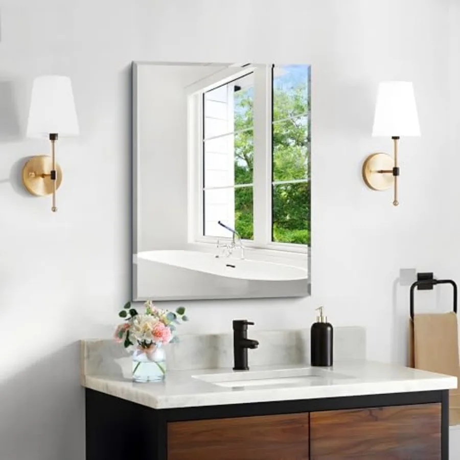Mirror 18x24 Bathroom Mirrors for Wall 3mm Tempered Glass Rectangle Vanity Mirror with Edge Crystal-Clear Hangs Horizontally or
Mirror 18x24 Bathroom Mirrors for Wall 3mm Tempered Glass Rectangle Vanity Mirror with Edge Crystal-Clear Hangs Horizontally or