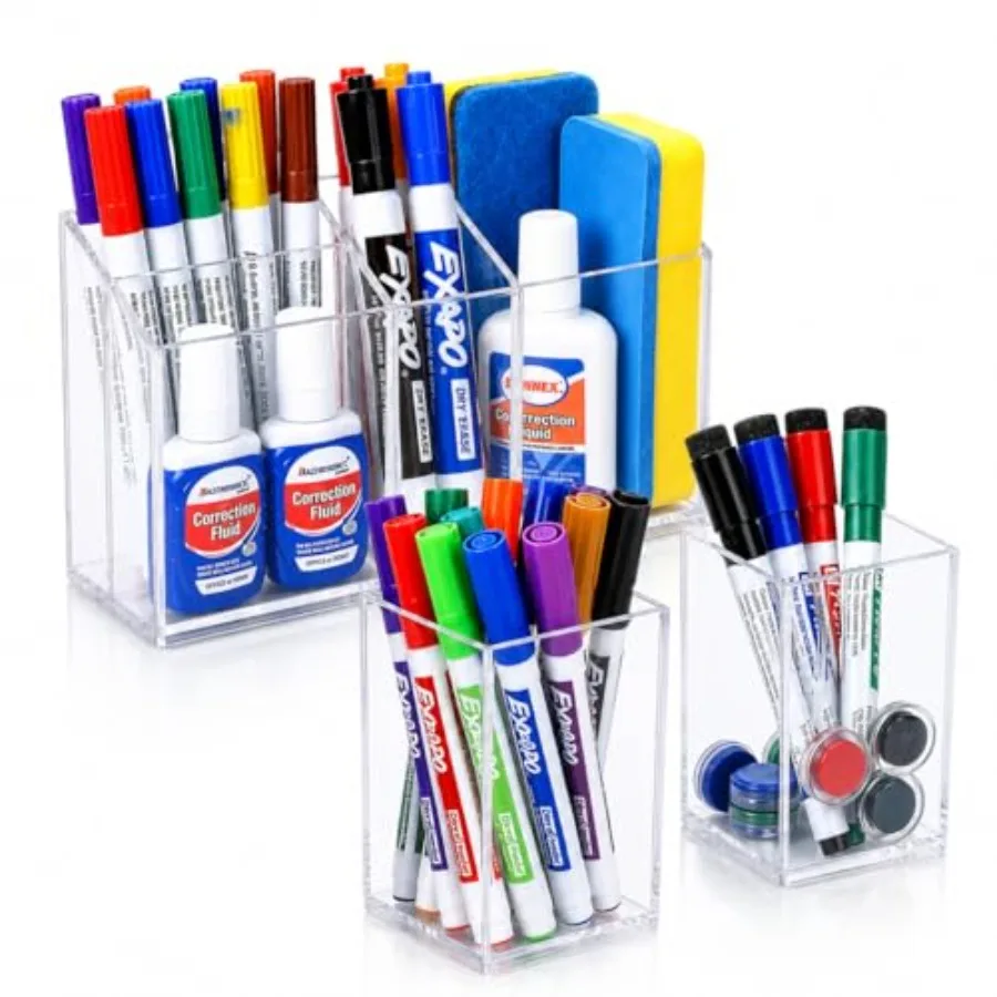 3-Piece Acrylic Pen Holder with Magnetic Sheets, Magnetic Dry Erase Marker Holder, Clear Marker Organizer Locker Organizer, Pen
3-Piece Acrylic Pen Holder with Magnetic Sheets, Magnetic Dry Erase Marker Holder, Clear Marker Organizer Locker Organizer, Pen