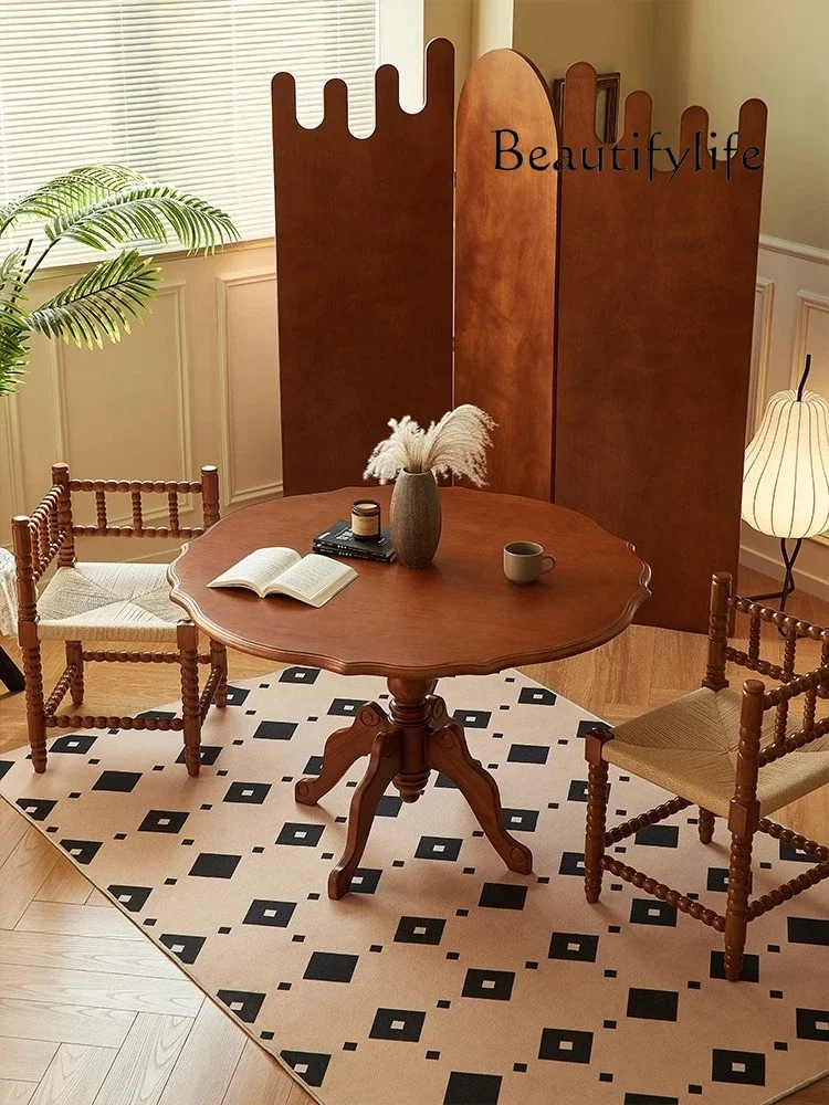 N44 French retro solid wood dining table household small apartment restaurant household dining table medieval all solid wood neg
N44 French retro solid wood dining table household small apartment restaurant household dining table medieval all solid wood neg