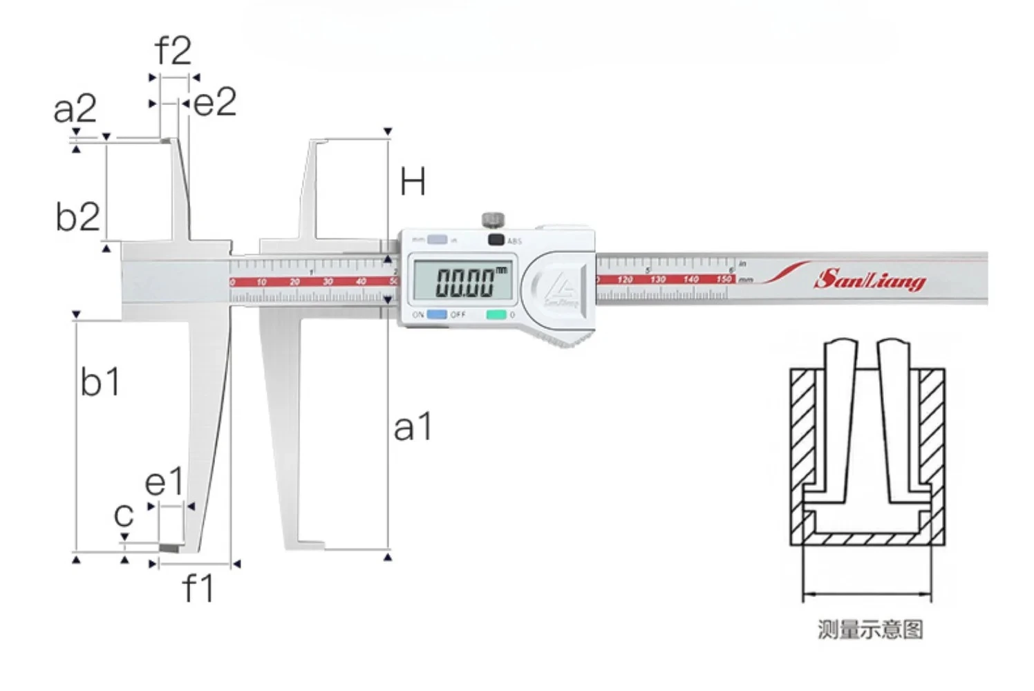 Double inner groove Digital vernier caliper Inner hole Inner round stainless steel groove 10-150mm
Double inner groove Digital vernier caliper Inner hole Inner round stainless steel groove 10-150mm