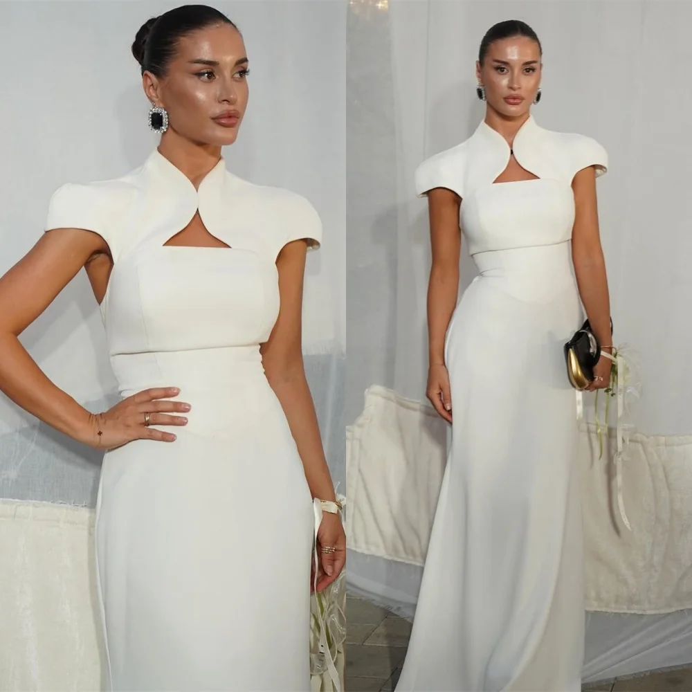 Customized Formal White Jersey Evening Dress Classic Strapless Short Sleeves Homecoming Dresses Temperament Vestido De Festa
Customized Formal White Jersey Evening Dress Classic Strapless Short Sleeves Homecoming Dresses Temperament Vestido De Festa