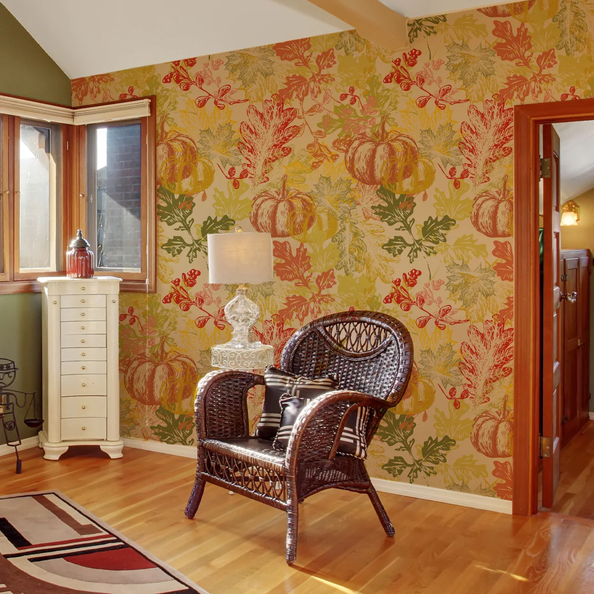 Antique Pumpkin Floral Wallpaper - Vintage Red & Yellow Botanical Decor for Bedroom & Living Room
Antique Pumpkin Floral Wallpaper - Vintage Red & Yellow Botanical Decor for Bedroom & Living Room