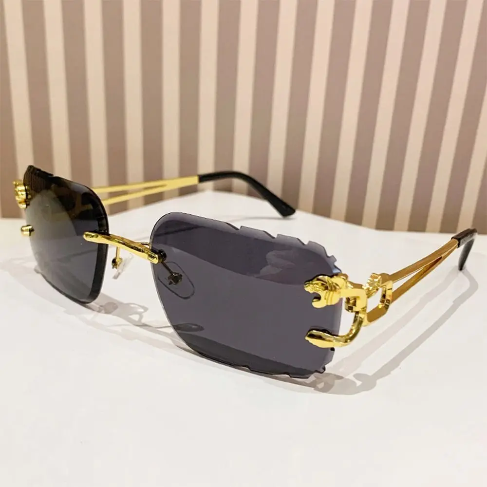 Trendy Rimless Cut Edge Sunglasses Metal Temples UV400 Cheetah Design Sunglasses Rectangle Sun Glasses for Women & Men
Trendy Rimless Cut Edge Sunglasses Metal Temples UV400 Cheetah Design Sunglasses Rectangle Sun Glasses for Women & Men
