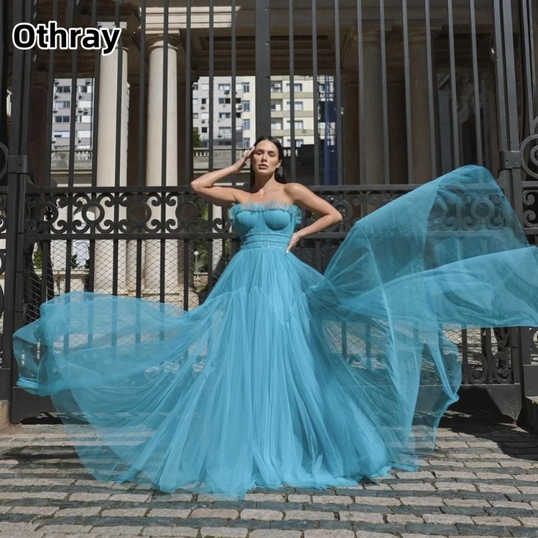 Othray Ruffled Strapless Prom Dresses Tulle A-line Evening Dress Sweep Train Corset Formal Occasions Elegant Lady Party Dress
Othray Ruffled Strapless Prom Dresses Tulle A-line Evening Dress Sweep Train Corset Formal Occasions Elegant Lady Party Dress