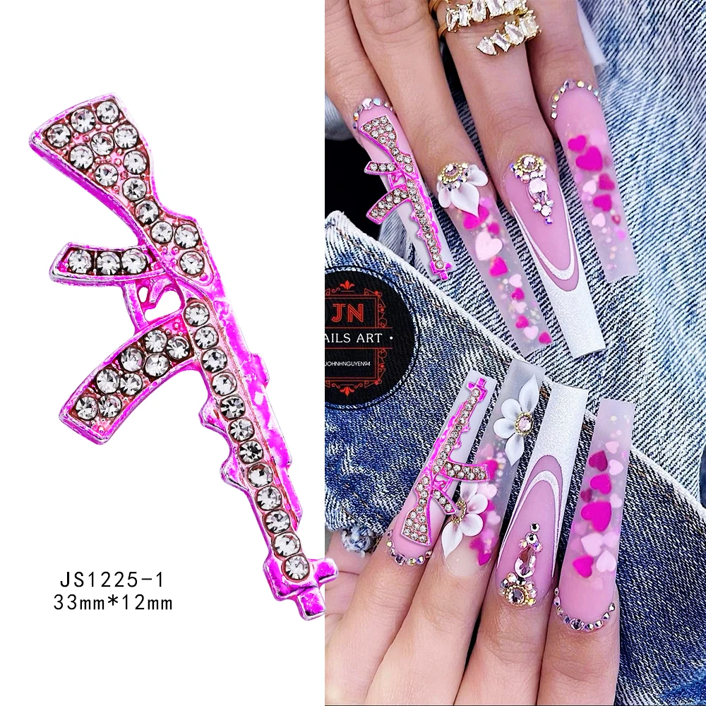 10PCS Pink 3D Crystal Rhinestones AK Gun Shape Punk Style Manicure DIY Nail Art Jewelry Alloy Metal Charms Decorations Gem
10PCS Pink 3D Crystal Rhinestones AK Gun Shape Punk Style Manicure DIY Nail Art Jewelry Alloy Metal Charms Decorations Gem