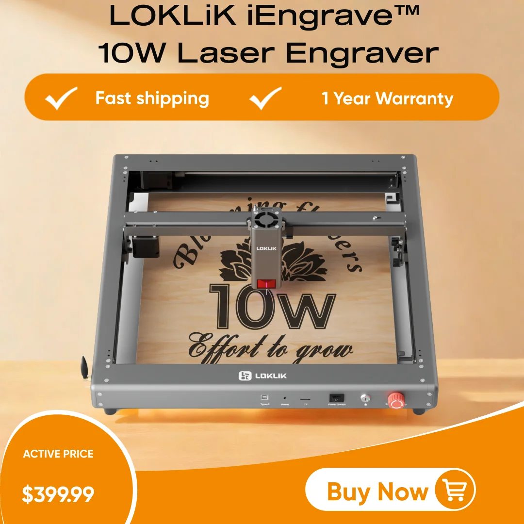 LOKLiK iEngrave 10W Laser Engraver 300x300mm Engraving Area Laser Engraving Cutting Woodworking Machine for Acrylic Metal Wood
LOKLiK iEngrave 10W Laser Engraver 300x300mm Engraving Area Laser Engraving Cutting Woodworking Machine for Acrylic Metal Wood