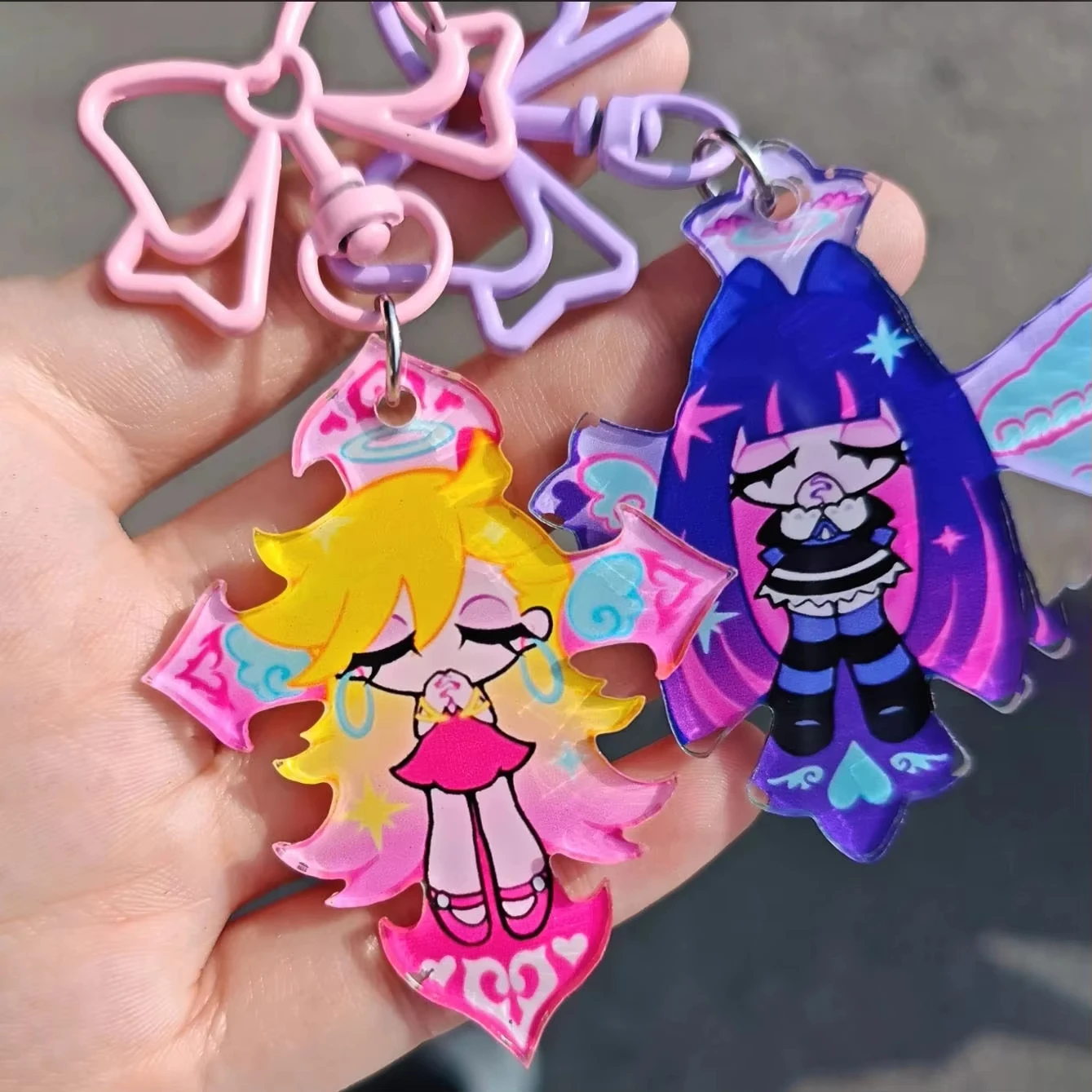 2pcs Fashion Panty Stocking with Garterbelt Anime Keychain for Women Kawaii Stickers Figure Acrylic Keyring Pendant Gifts
2pcs Fashion Panty Stocking with Garterbelt Anime Keychain for Women Kawaii Stickers Figure Acrylic Keyring Pendant Gifts