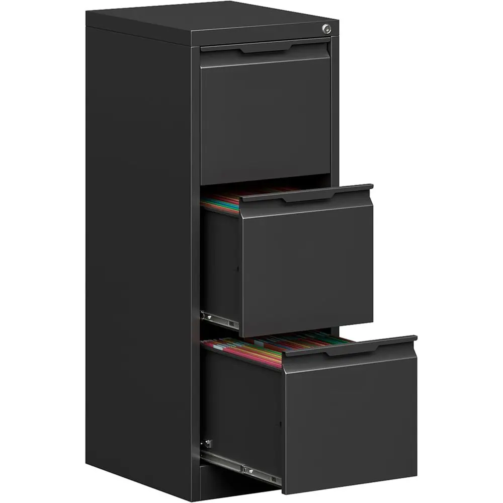 Heavy-Duty Metal File Cabinet with Lock, 15W x 17.8D x 38.3H, Black, for A4/Letter/Legal Size Files
Heavy-Duty Metal File Cabinet with Lock, 15W x 17.8D x 38.3H, Black, for A4/Letter/Legal Size Files