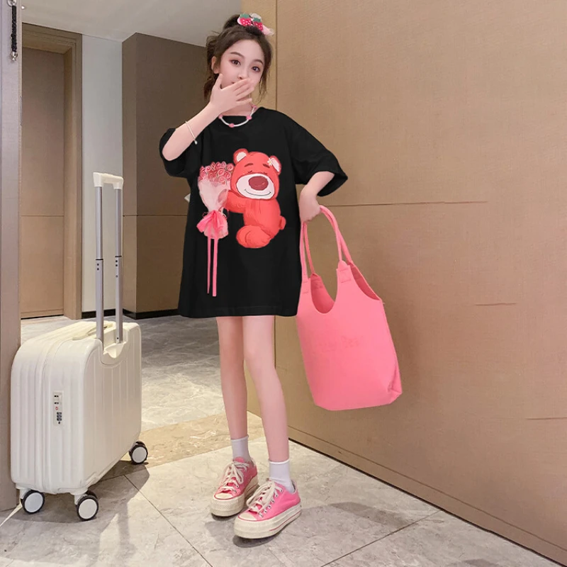 Girls Mini Dress Cute Children's Cartoon Print T-shirt Casual Dresses Little Medium Long Cotton Black White Tops Kids Clothing
Girls Mini Dress Cute Children's Cartoon Print T-shirt Casual Dresses Little Medium Long Cotton Black White Tops Kids Clothing
