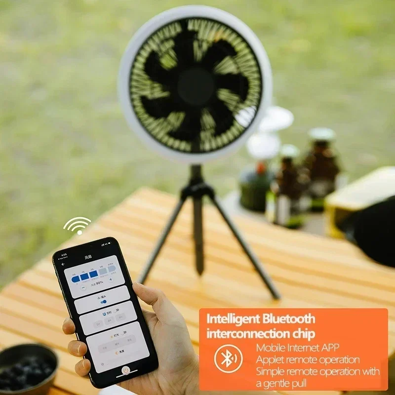 Smart APP Camping Fan Rechargeable Desktop Portable Wireless Ceiling Electric Fan with Power Bank LED Lighting Tripod
Smart APP Camping Fan Rechargeable Desktop Portable Wireless Ceiling Electric Fan with Power Bank LED Lighting Tripod