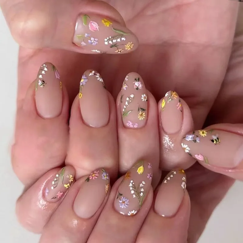24PCS Gentle Flower Patterns Almond False Nail with Oil Paintings Press on Acrylic Nail Set Full Cover Wearable French Fake Nail
24PCS Gentle Flower Patterns Almond False Nail with Oil Paintings Press on Acrylic Nail Set Full Cover Wearable French Fake Nail