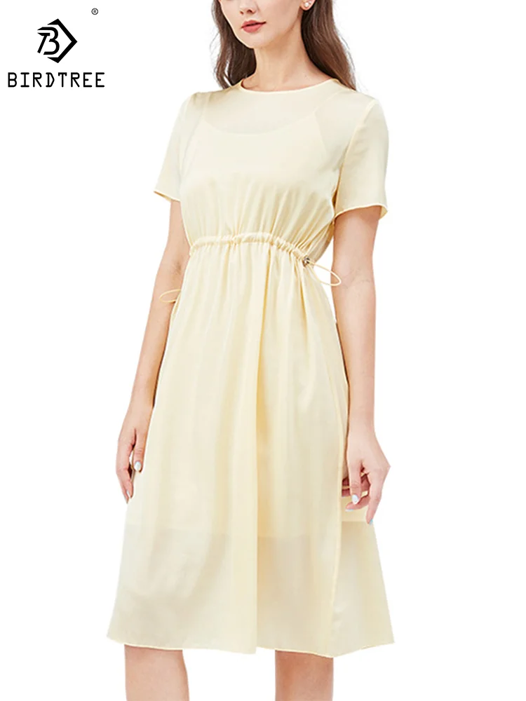 Birdtree 100%Real Silk Crepe Elegant Party Dresses Short Sleeve O-Neck Draw String Loose Holiday Dress Summer Fall New D3N257QM
Birdtree 100%Real Silk Crepe Elegant Party Dresses Short Sleeve O-Neck Draw String Loose Holiday Dress Summer Fall New D3N257QM