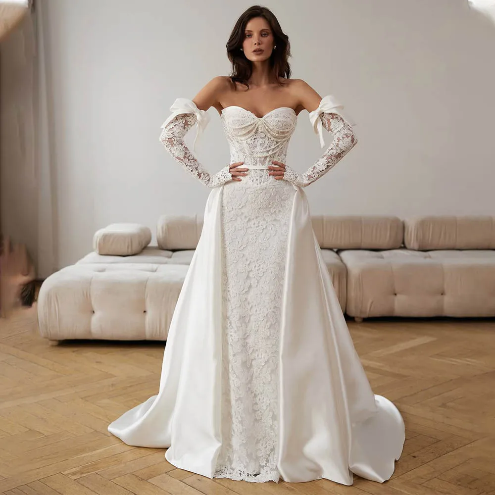 New Detachable Long Sleeves Sweetheart Full Lace Mermaid Wedding Dresses Wiht Long Skirt 2 in 1 2027 Rode De Morrie
New Detachable Long Sleeves Sweetheart Full Lace Mermaid Wedding Dresses Wiht Long Skirt 2 in 1 2027 Rode De Morrie