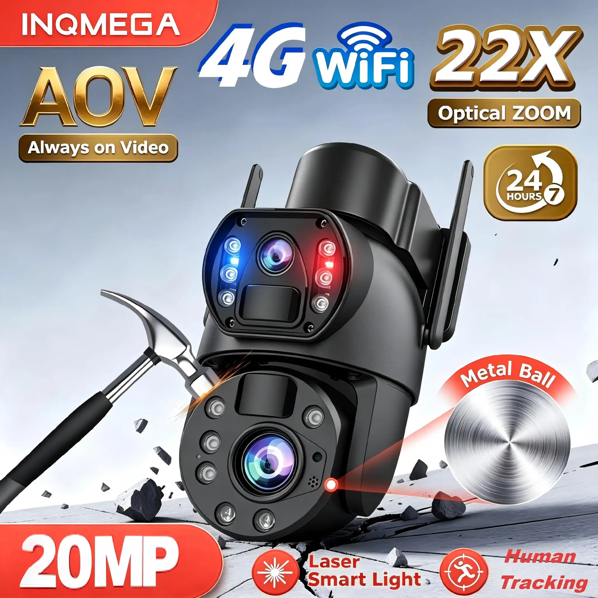 4G/WiFi AOV 24/7 Recording 22X Big Zoom 10MP Solar Camera Dual Lenses PIR Night Vision CCTV Outdoor Security Protection Tracking
4G/WiFi AOV 24/7 Recording 22X Big Zoom 10MP Solar Camera Dual Lenses PIR Night Vision CCTV Outdoor Security Protection Tracking