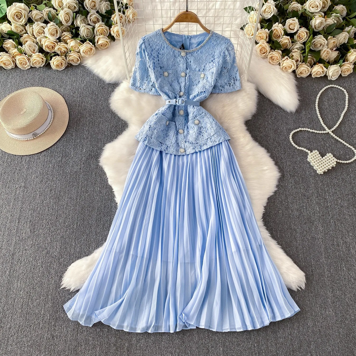 Runway Designer Summer Flower Embroidery Lace Chiffon Prom Dress Women Short Sleeve Single Breasted Midi Long Vestidos Party
Runway Designer Summer Flower Embroidery Lace Chiffon Prom Dress Women Short Sleeve Single Breasted Midi Long Vestidos Party