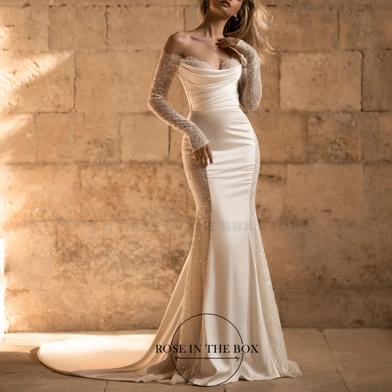 ROSEINTHEBOX Customized Off Shoulder Wedding Dresses Lace Long Sleeve Sweetheart Sexy Bride Gown Mermaid Dress vestidos de novia
ROSEINTHEBOX Customized Off Shoulder Wedding Dresses Lace Long Sleeve Sweetheart Sexy Bride Gown Mermaid Dress vestidos de novia