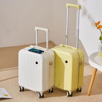 여행 정리함 패스 코드 박스 컵 거치대 TSA 잠금 트롤리 박스, 여성 및 남성용, 학교 시즌 USB 휴대 가방, 18 인치