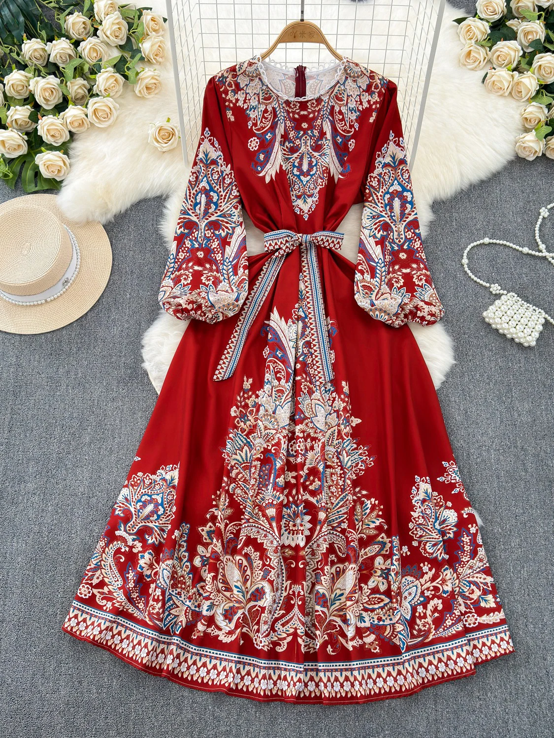 Spring Summer Bohemian Women Printed Party Long Dress Vintage Elegant Round Neck Puff Sleeve Big Swing Maxi Vestidos Beach New
Spring Summer Bohemian Women Printed Party Long Dress Vintage Elegant Round Neck Puff Sleeve Big Swing Maxi Vestidos Beach New