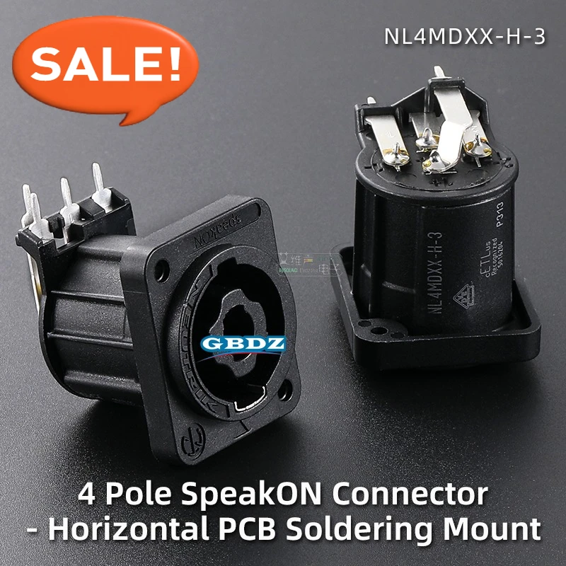 Neutrik 4 Pole speakON PCB Socket Speaker Amplifier Chassis Connectors Vertical / Horizontal PCB Mount NL4MDXX-V-2 NL4MDXX-H-3
Neutrik 4 Pole speakON PCB Socket Speaker Amplifier Chassis Connectors Vertical / Horizontal PCB Mount NL4MDXX-V-2 NL4MDXX-H-3