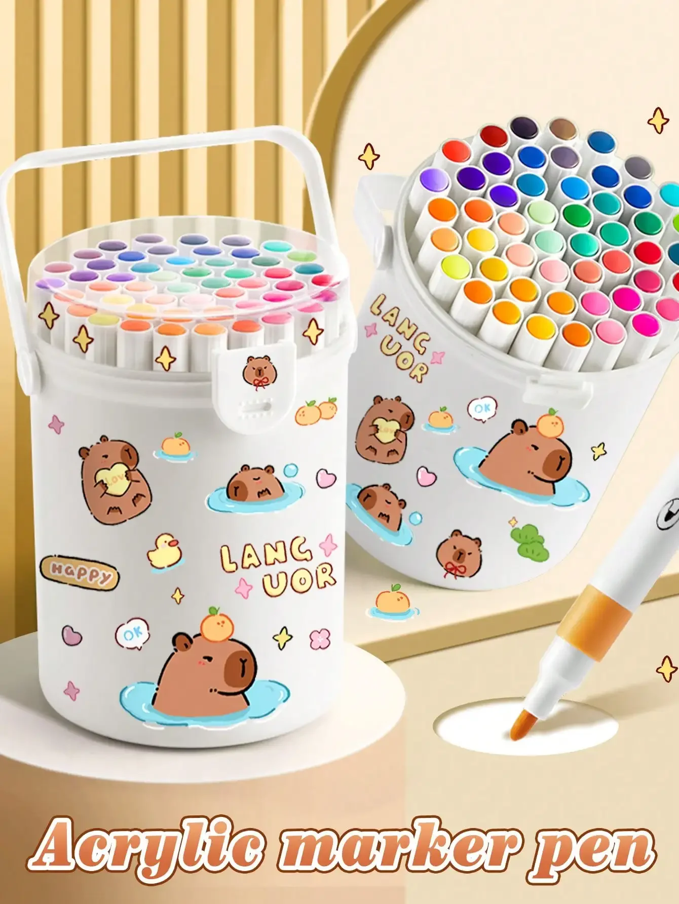 12/24/36/48/60 Colors Capybara Acrylic Marker Pens, Art DIY Graffiti Pens, Suitable For DIY Art Painting, Quick-Drying, Student
12/24/36/48/60 Colors Capybara Acrylic Marker Pens, Art DIY Graffiti Pens, Suitable For DIY Art Painting, Quick-Drying, Student